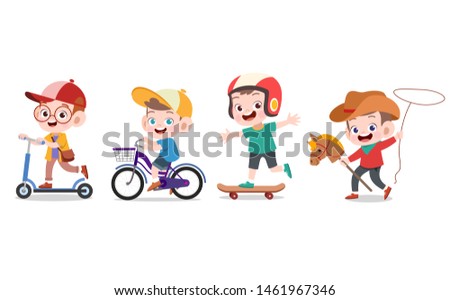 kids playing vector illustration isolated