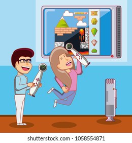 kids playing with video game console
