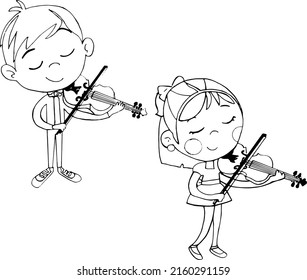 Kids Playing Violin Duet Band