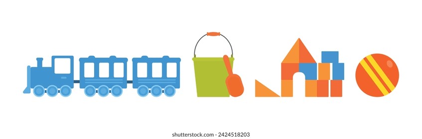 Kids Playroom Cute Object and Element Vector Set