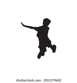 kids plying, dancing silhouette vector