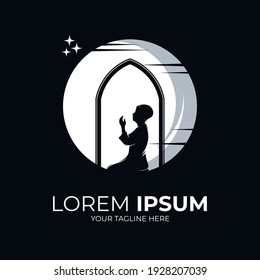 Kids Praying On The Moon Logo Design Inspiration