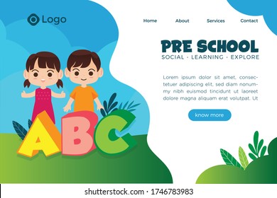 Kids Pre School Landing Page Illustration