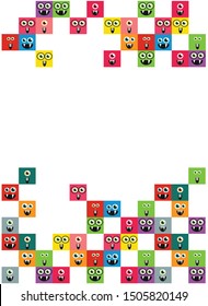 kids print with colored square monsters, pattern