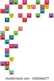 kids print with colored square monsters, pattern