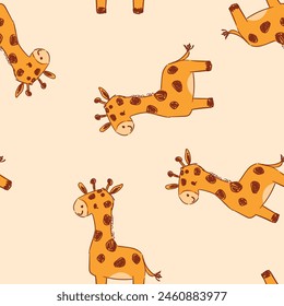 Kids print seamless pattern Vector Giraffe Illustration