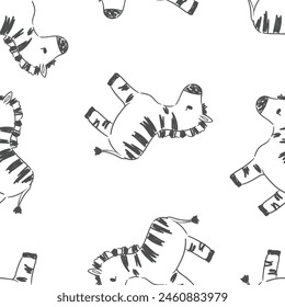 Kids print seamless pattern Vector Zebra Illustration 