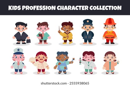 Kids profession character vector illustration set