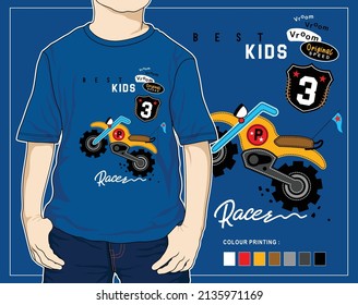 kids racer, vector motorcycle illustration design graphic for print