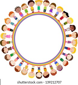 kids and rainbow