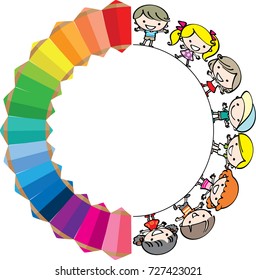 kids and rainbow 
