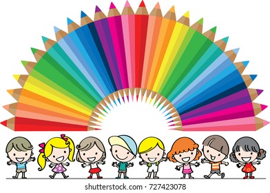 kids and rainbow 