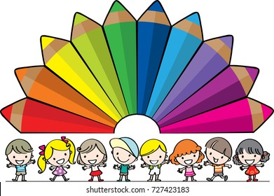 kids and rainbow 