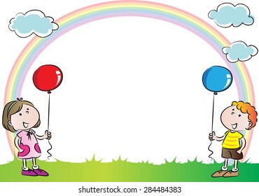 Kids Rainbow Background Stock Vector (Royalty Free) 284484383 ...