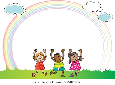 Kids Rainbow Background Stock Vector (Royalty Free) 284484389 ...