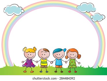 Kids Rainbow Background Stock Vector (Royalty Free) 284484401 ...