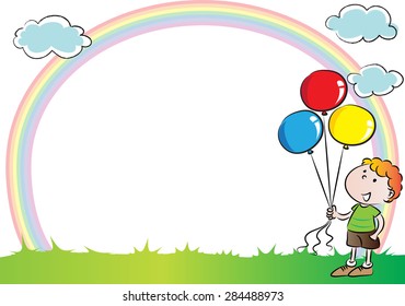 kids with rainbow in the background