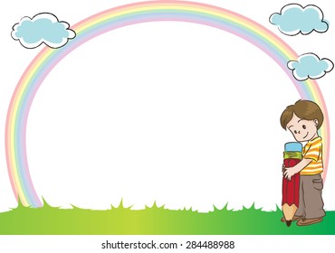 kids with rainbow in the background