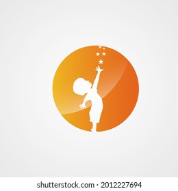 Kids Reach Star Logo Vector