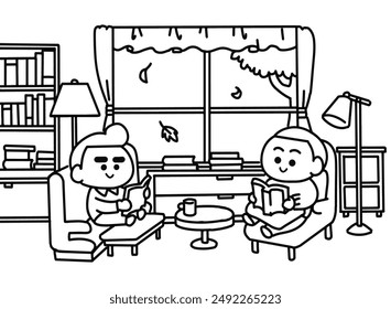 Niños leyendo un libro en Biblioteca.