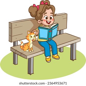 kids reading a book sitting on the bench