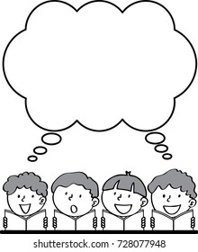 kids reading book with speech bubble
