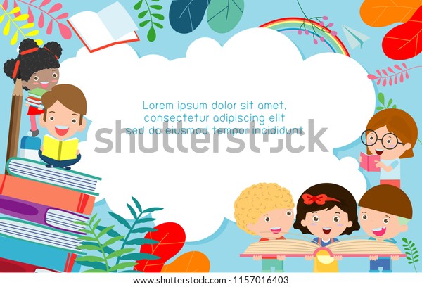 Kids Reading Books Back School Education Stock Vector (Royalty Free ...