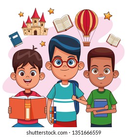 Kids reading fairy tales