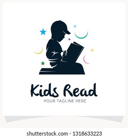 Kids Reading Logo Design Template Inspiration