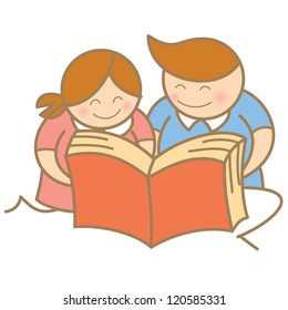 kids reading open book