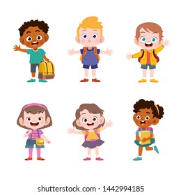 kids ready to school vector illustration