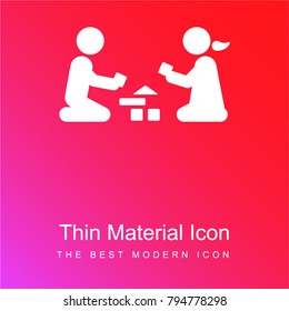 Kids red and pink gradient material white icon minimal design