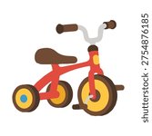 Kids Red Tricycle Vector Illustration, Cute Three Wheeled Bicycle Toy for Children Outdoor Activity and Playground Theme