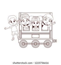 kids riding on train