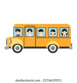 kids riding  schoolbus transportation education