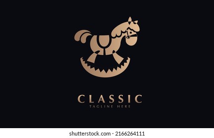 Kids rocking horse abstract icon silhouette vector monogram logo template