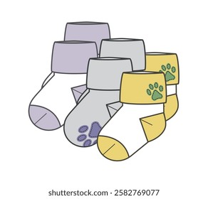 Kids roll over socks vector design technical flat drawing by adobe illustrator.