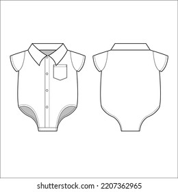 Kids romper flat sketch template