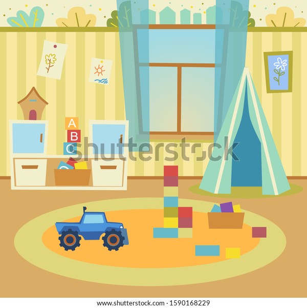 Kids Room Boy Girl Window Wigwam Stock Vector (Royalty Free) 1590168229 ...