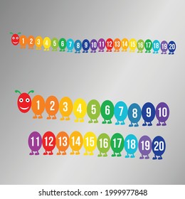 kids room decoration educational vector number caterpillar printable template