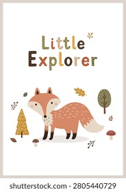 Kids Room Decorations. Cute hand drawn nursery wall art. Vector illustration nursery for baby showers, room decoration, greeting card.