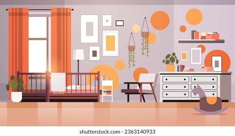 kids room interior empty no people baby's bedroom with wooden crib horizontal