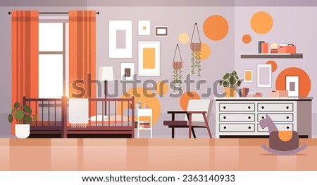 kids room interior empty no people baby's bedroom with wooden crib horizontal