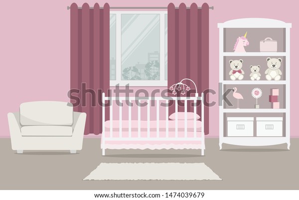 Kids Room Newborn Baby Interior Bedroom Stock Vector Royalty Free