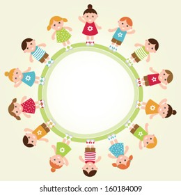 Kids round frame. Vector illustration.