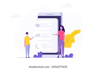Kids routine,  early learning app concept. Vector illustration.