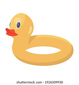 
Kids rubber plaything, flat icon of duck tube toy vector design 