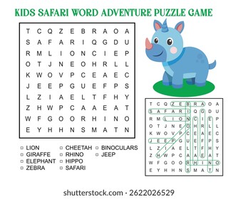 Crianças Safari Palavra Aventura Puzzle Jogo