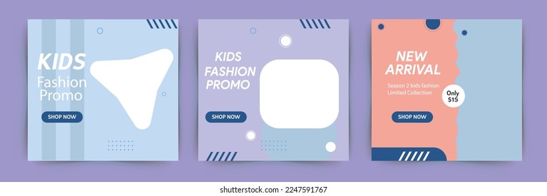 Kids sale banner. Kids clothing fashion social media cover templates