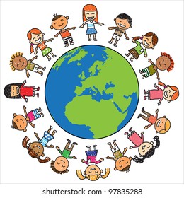 Kids save the earth vector